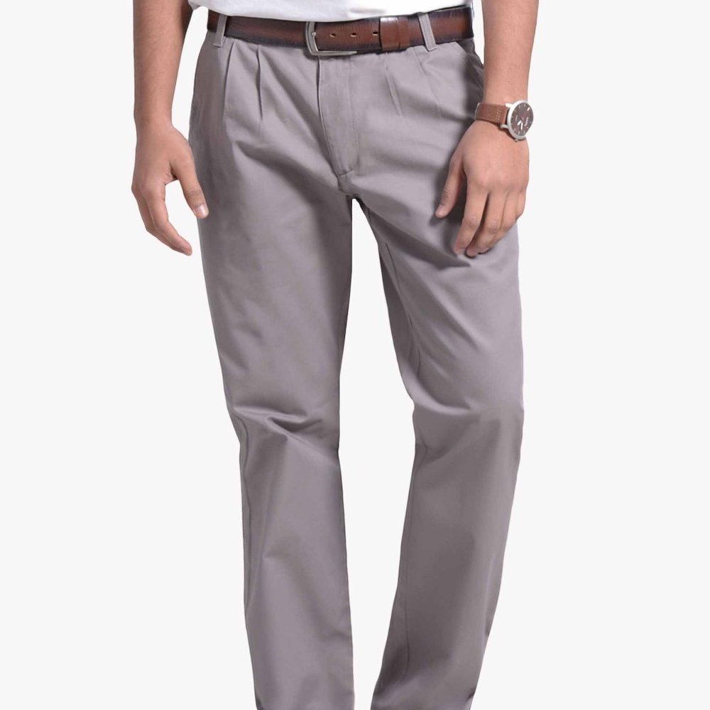 OLGYN Men’s Pleated Front Gray Chino Pant